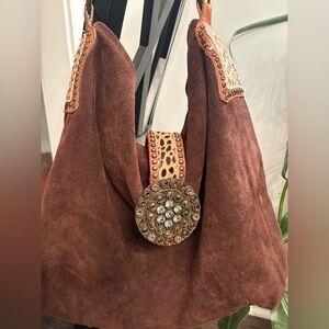 Leatherock Genuine Suede Brown Handbag